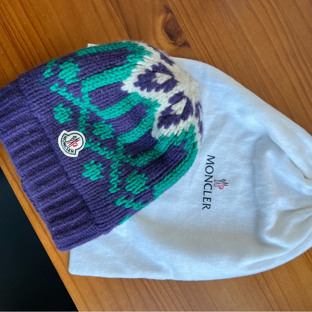 Moncler Purple and Teal Knit Beanie